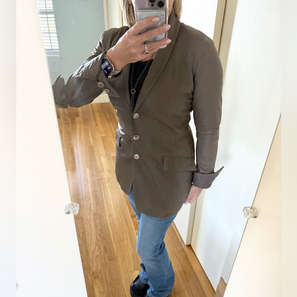 Emporio Armani Taupe Lamb Leather Jacket - Picture 5 of 14